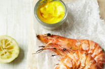 Barbequed Tiger Prawns with Saffron Aioli